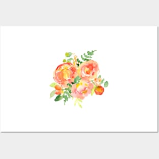 Sunset Fall Florals in Watercolor Posters and Art